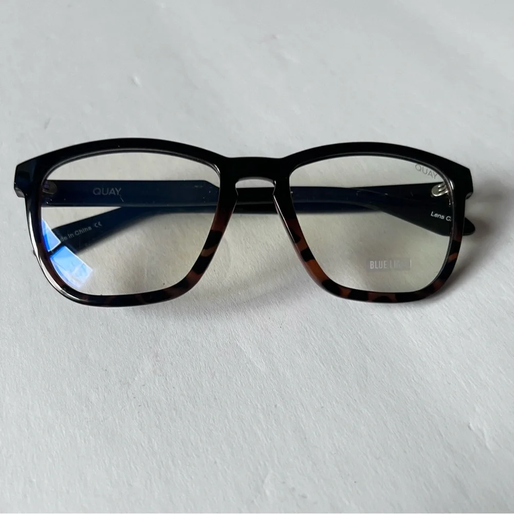 QUAY HARDWIRE 126 BLUELIGHT READING GLASSES NO MAGNIFICATION TORTOISE BLACK NWOT